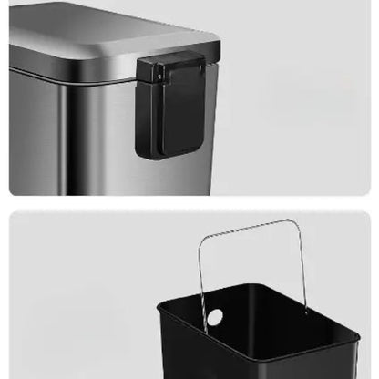 Poubelle de cuisine à pédale en inox bac