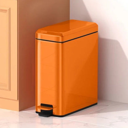 Poubelle de cuisine à pedale en inox orange