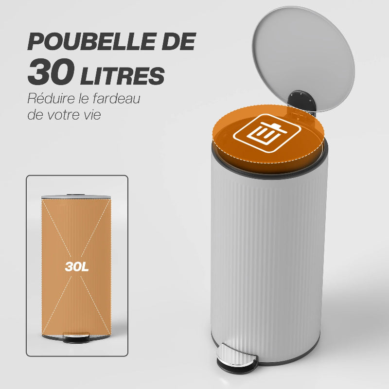 La capacité de la Poubelle de cuisine à pédale en métal 30L
