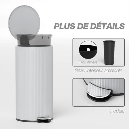 Le seau amovible de la Poubelle de cuisine à pedale en metal 30L