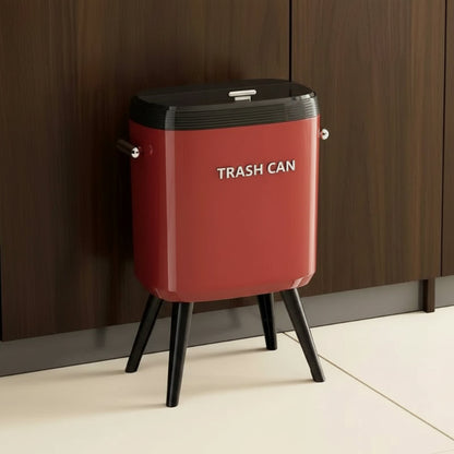 Poubelle de cuisine à pieds vintage rouge