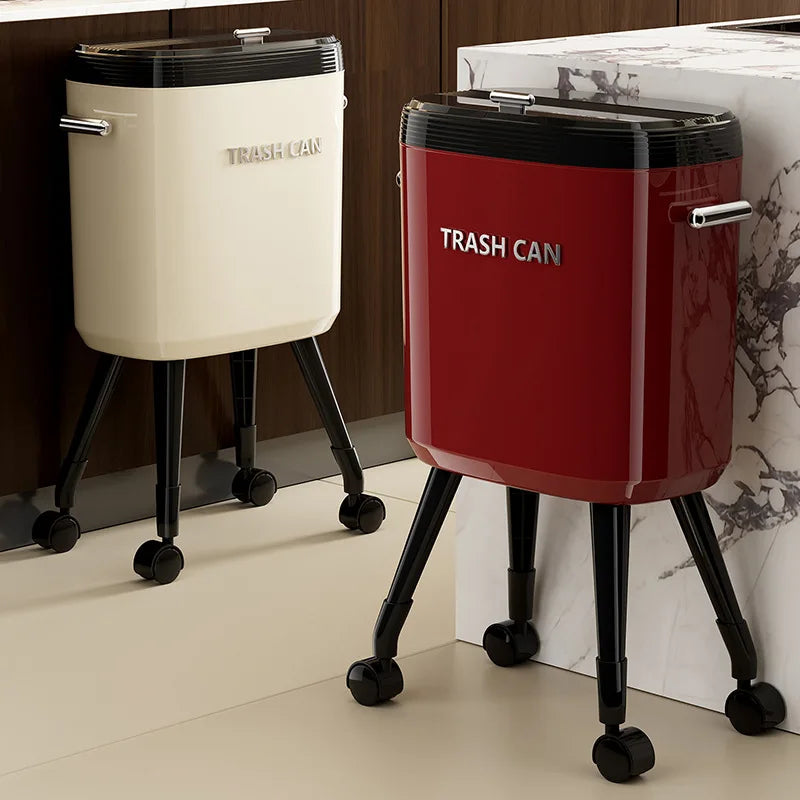 Poubelle de cuisine à roulette vintage