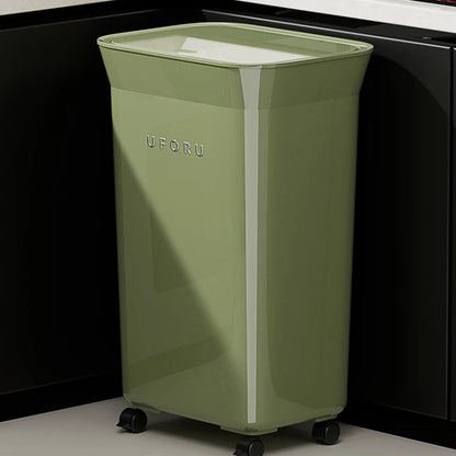 Poubelle de cuisine à roulettes 20L verte