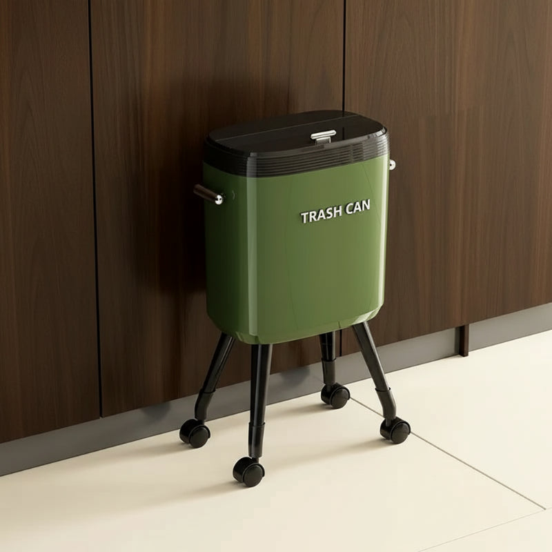 Poubelle de cuisine à roulettes vintage verte