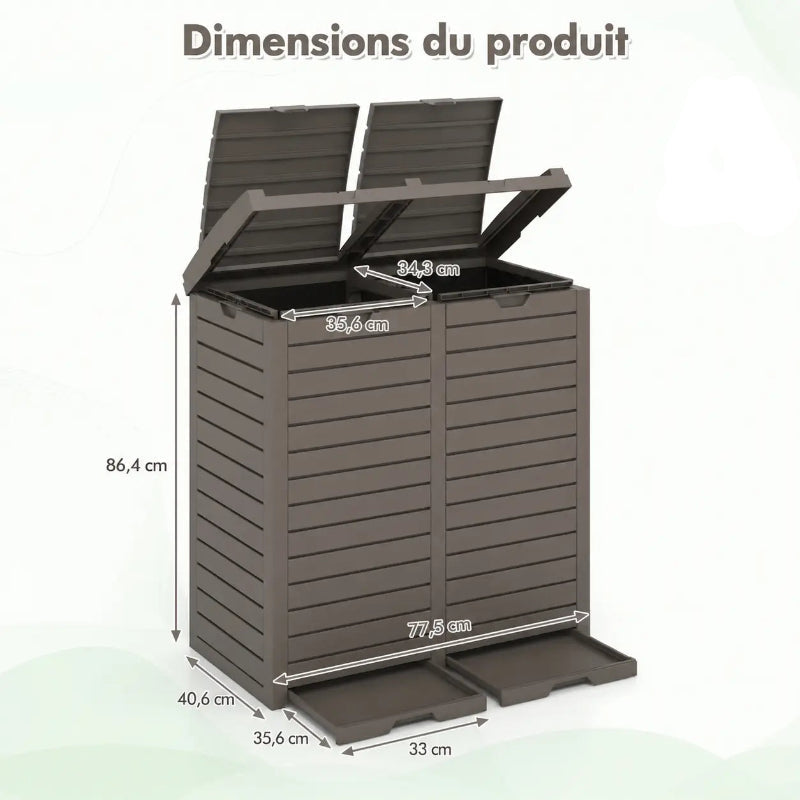 La dimension de la Poubelle de jardin à double compartiment 235L