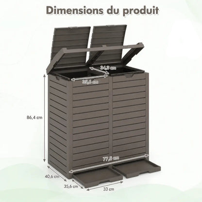 La dimension de la Poubelle de jardin à double compartiment 235L