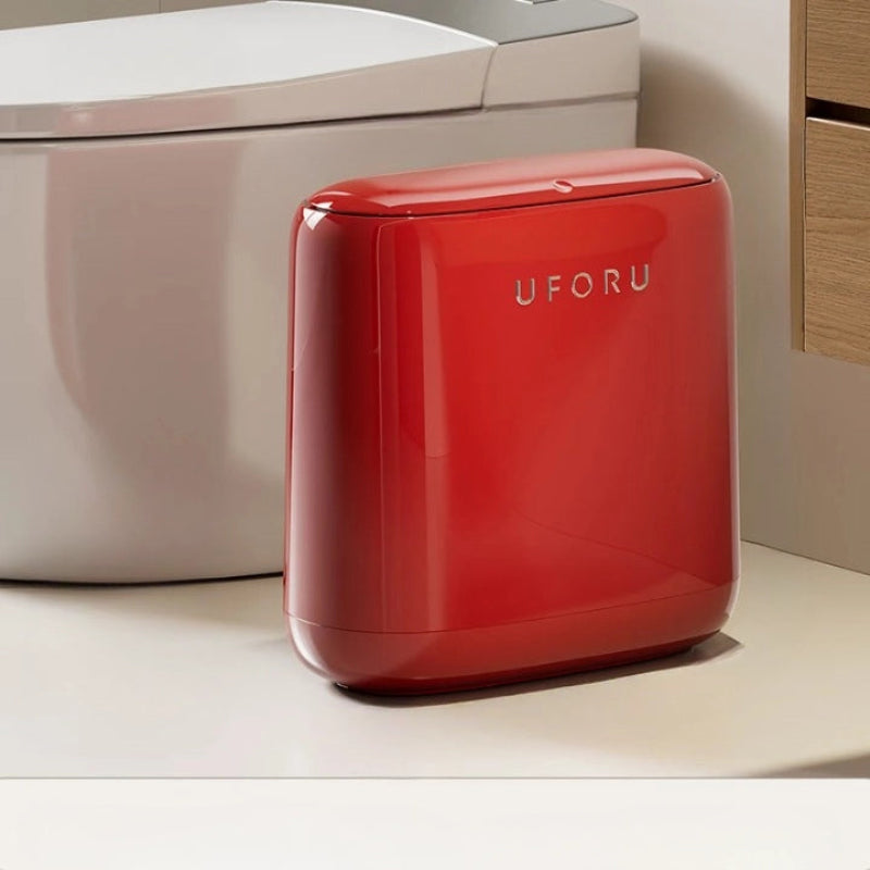Poubelle de salle de bain design moderne rouge