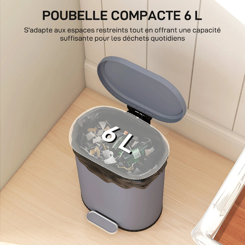 La capacité de la Poubelle de salle de bain en metal 6L