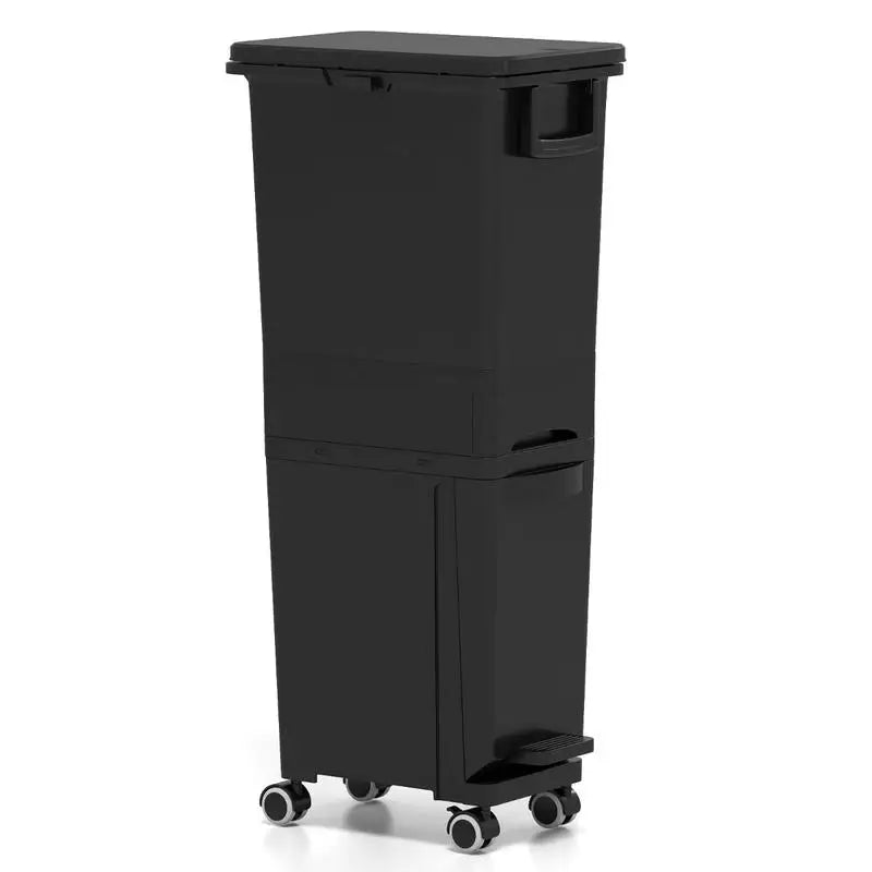 Poubelle de tri selectif noire à roulettes