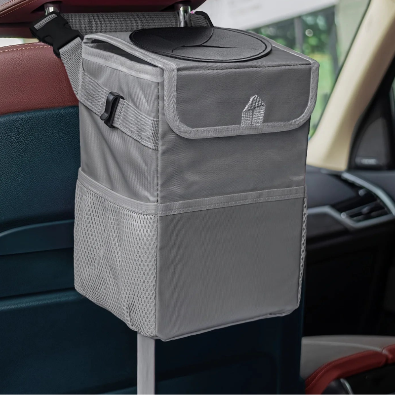 Poubelle de voiture design carree grise