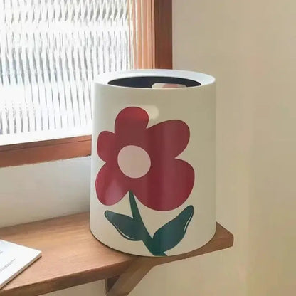Poubelle decorative à motif fleuri 