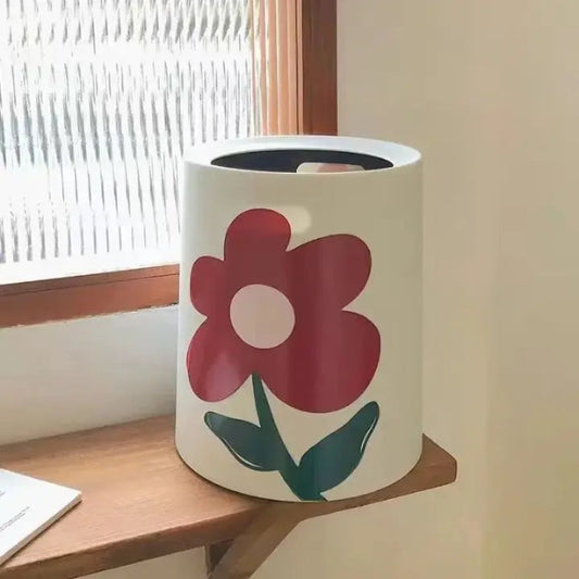 Poubelle decorative à motif fleuri 