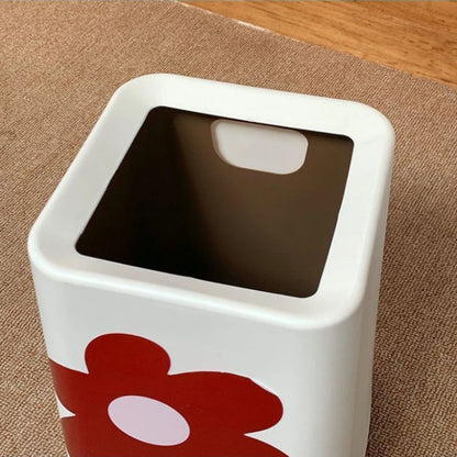 Poubelle décorative à motif fleuri carrée