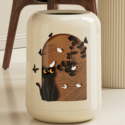 Poubelle design chaton mignon à côté d'un bureau