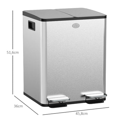 Dimension de la Poubelle double 2x20L en inox