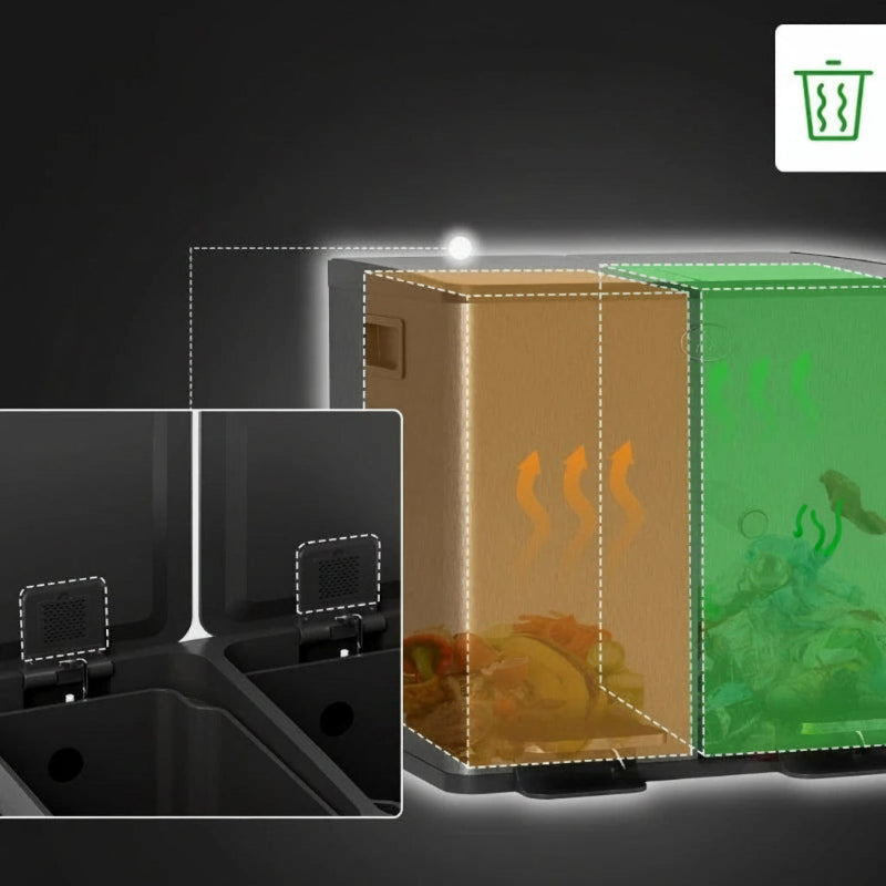 Poubelle double compartiment 2x15L noire anti-odeurs