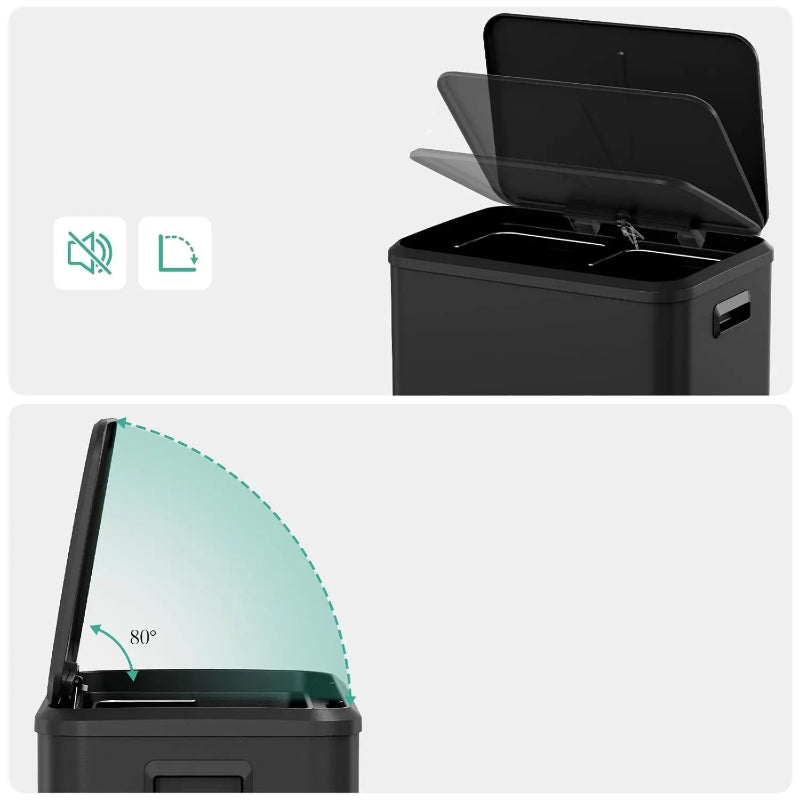 Poubelle à double compartiment 30L couvercle silencieux