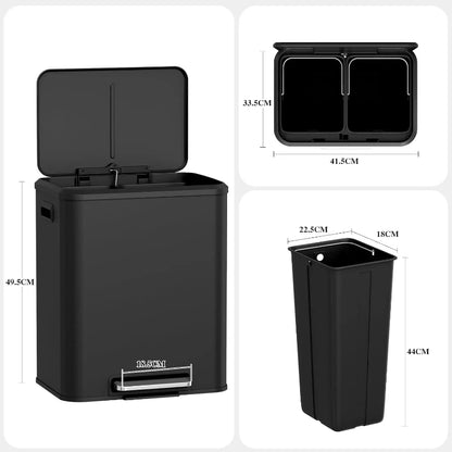 Dimension de la Poubelle à double compartiment 30L