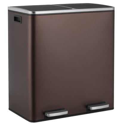 Poubelle à double compartiment 60L marron