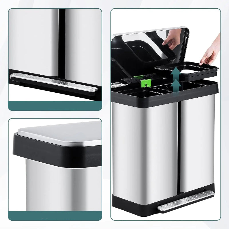 Poubelle à double compartiment 72L caractéristiques