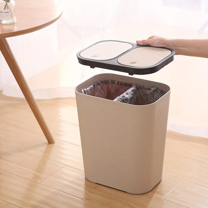 L'intérieur de la Poubelle double compartiment design simpliste