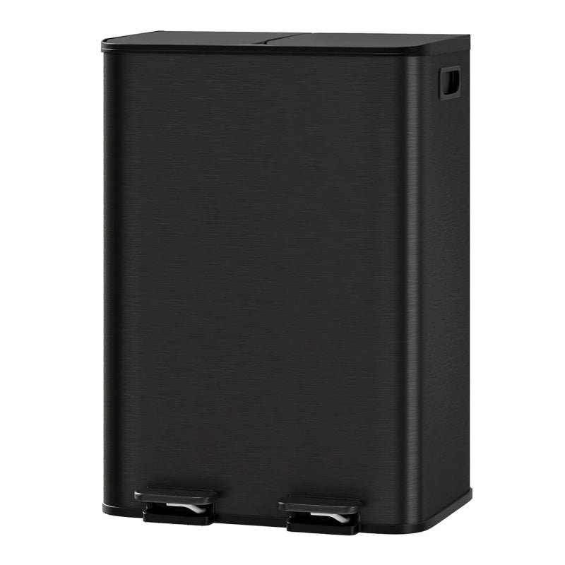 Poubelle à double compartiment en inox noire 30L