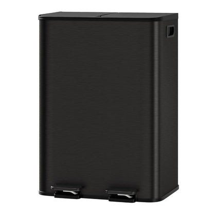 Poubelle à double compartiment en inox noire 30L
