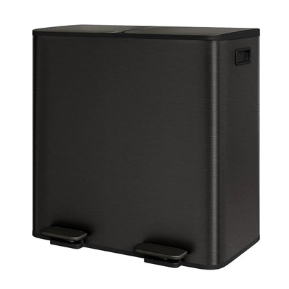 Poubelle à double compartiment en inox noire 40L