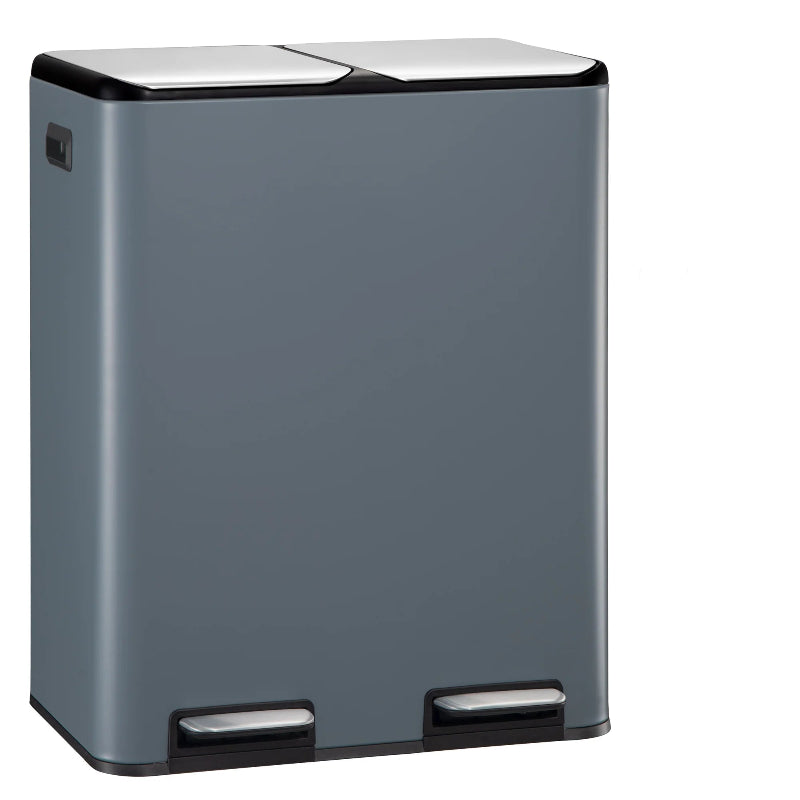Poubelle double compartiment 60L grise