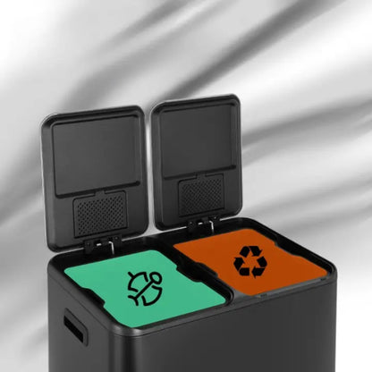 Poubelle à double compartiment noire 60L intérieur