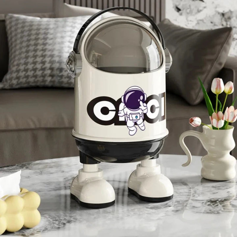 Poubelle en plastique design astronaute noire