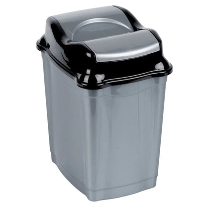 Poubelle en plastique grise 9L sur le côté