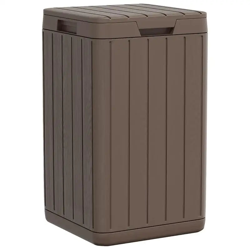 La Poubelle extérieure rigide marron 80L sur le côté