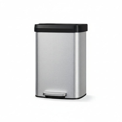 Poubelle à pedale 50L en inox argentée