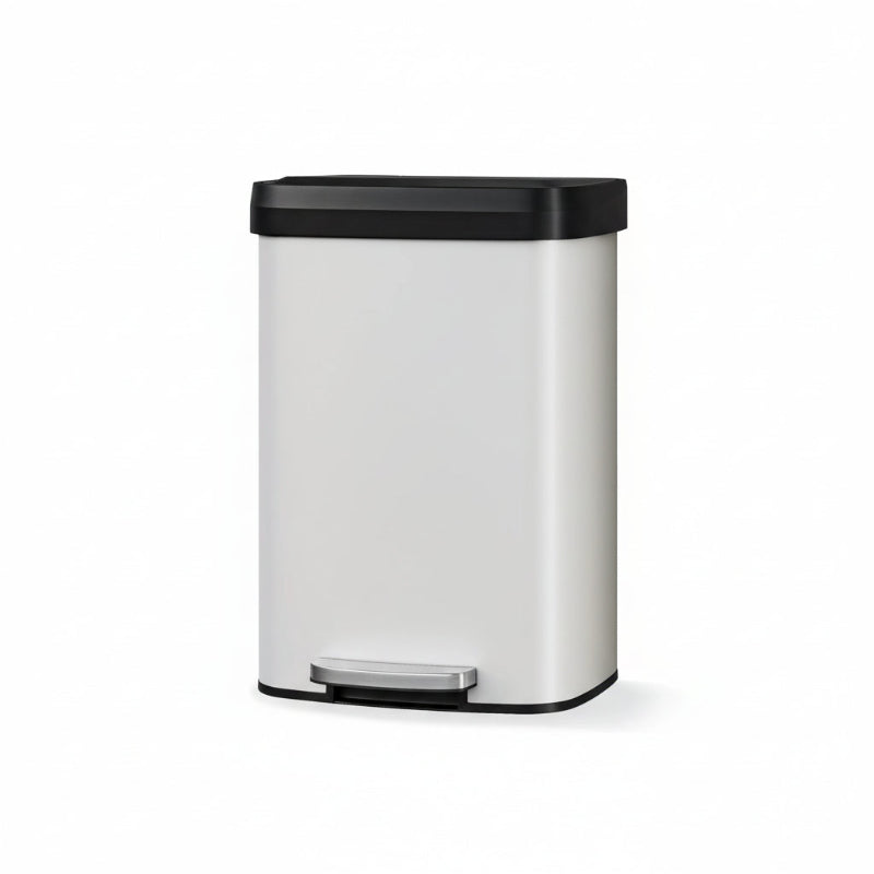 Poubelle à pedale 50L en inox blanche