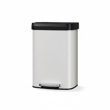 Poubelle à pedale 50L en inox blanche
