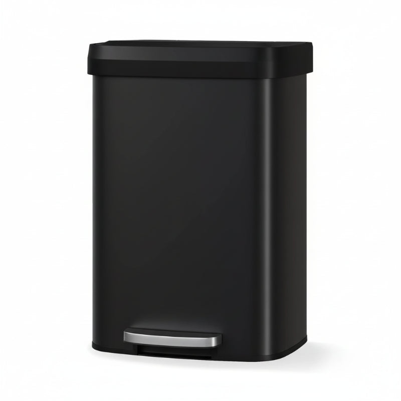 Poubelle à pedale 50L en inox noire