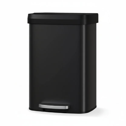 Poubelle à pedale 50L en inox noire