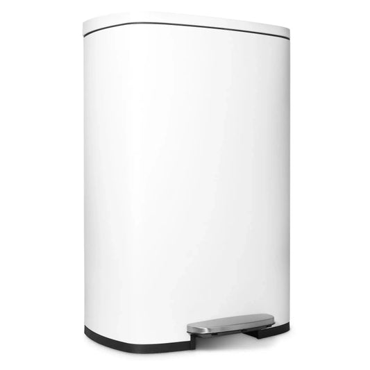 Poubelle à pédale en inox 50L blanche