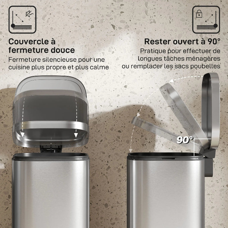 Le couvercle silencieux de la Poubelle à pedale en metal 30L