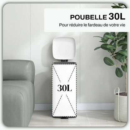 La capacité de la Poubelle à pedale en metal blanche 30L