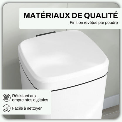 La matière de la Poubelle à pedale en metal blanche 30L
