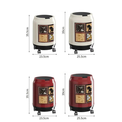 Dimension de la Poubelle à roulettes style medieval avec couvercle