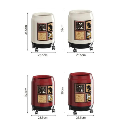 Dimension de la Poubelle à roulettes style medieval sans couvercle