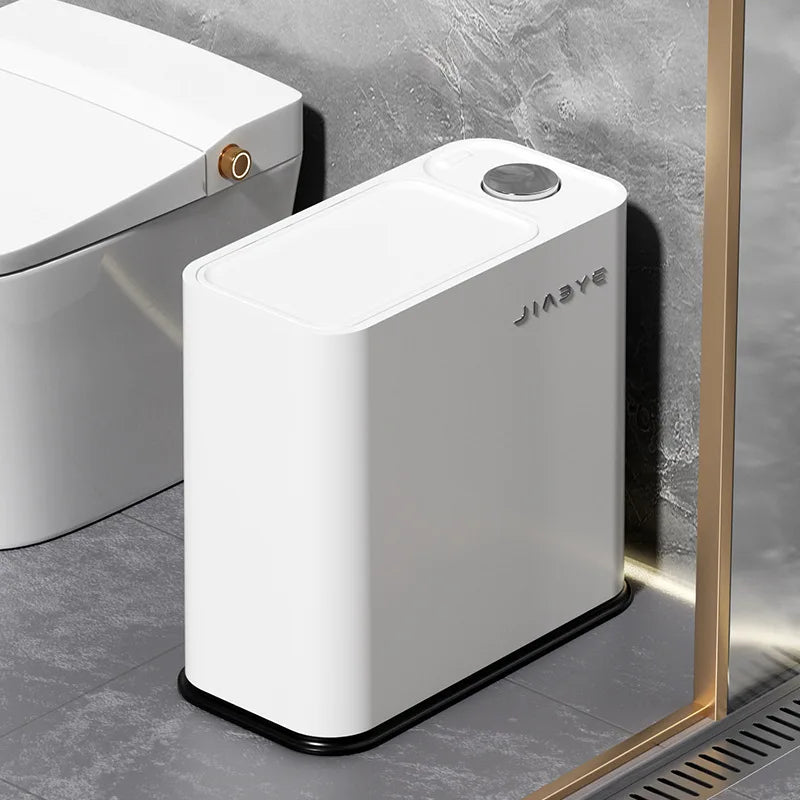 Poubelle salle de bain couvercle à pression blanche