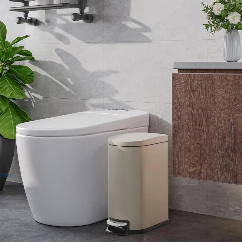 Poubelle salle de bain en inox 10L beige