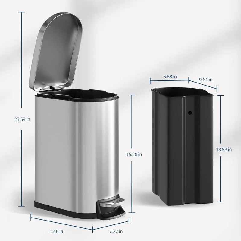 Dimension de la Poubelle salle de bain en inox 10L