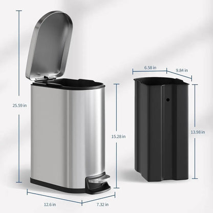 Dimension de la Poubelle salle de bain en inox 10L