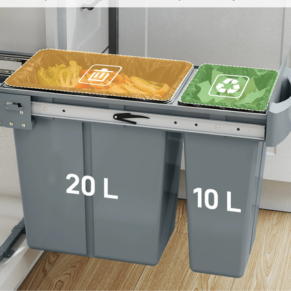 Capacité de la Poubelle sous evier à 2 compartiments 30L