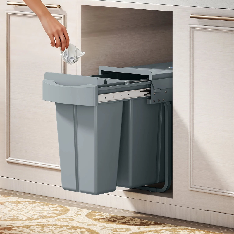 Poubelle sous évier à 2 compartiments 30L